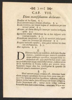 Cap. VIII. Diem manifestantem declarans