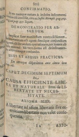 Caput Decimum Septimum De Causa Efficiente Libera Et Naturali. Item de Libertate Et Necessitate.