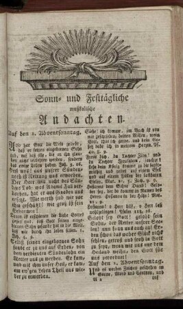 Sonn- und Festtägliche musikalische Andachten.