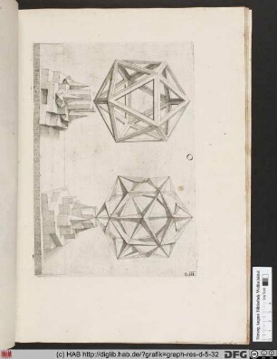Geometrische Perspektivkonstruktion zweier platonischer Körper.