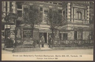Ansichtskarte „Bolender's Familien-Restaurant“, Yorckstraße 78