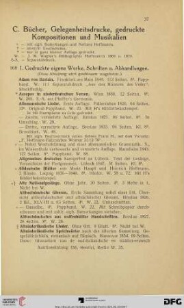 C. Bücher, Gelegenheitsdrucke, gedruckte Kompositionen und Musikalien (Nr.168-178)