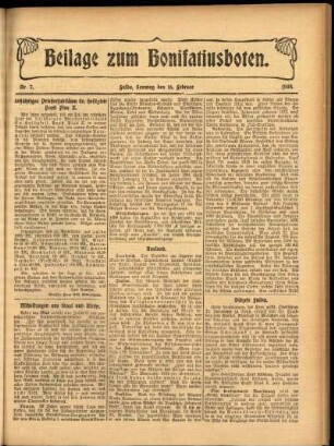 Zweite Ausgabe vom Sonntag, den 16. Februar 1908.