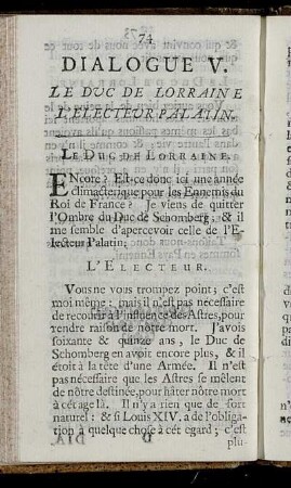 Dialogue V. Le Duc De Lorraine L'Electeur Palatin.