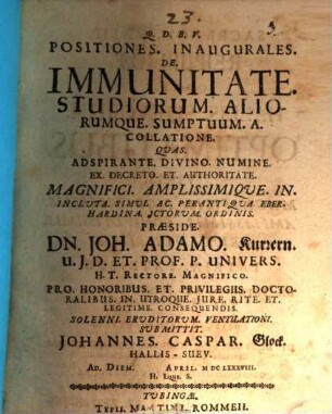 Positiones. Inaugurales. De. Immunitate. Studiorum. Aliorumque. Sumptuum. A. Collatione.