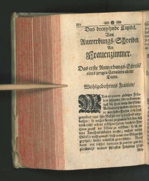 Das dreyzehnde Capitel. Von Anwerbungs-Schreiben An Frauenzimmer.