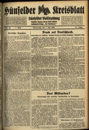 Erste Ausgabe vom Donnerstag, den 07. Juli 1932.