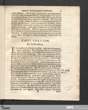Caput Tertium. De Lectionibus.