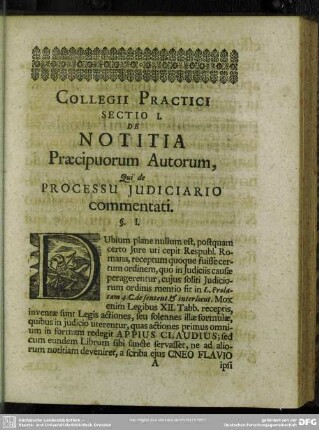 Sectio I. De Notitia Praecipuorum Autorum, Qui de Processu Iudiciario commentati