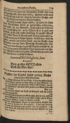 Register der Capitel dieses andern Buchs vom wahren Christenthum