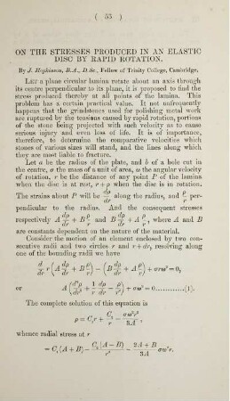 On the stresses produced in an elastic disc by rapid rotation.
