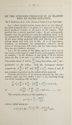 On the stresses produced in an elastic disc by rapid rotation.