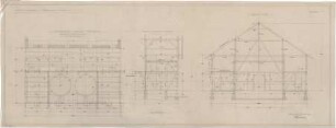 Littmann, Max; Bocksberg; Hofgut, Feldscheune, Tenne und Silo - Siloanbau (Grundriss EG, Ansicht, Schnitt)