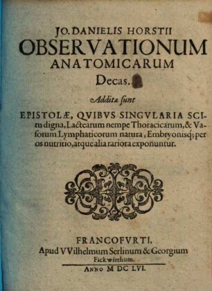 Observationum anatomicarum decas