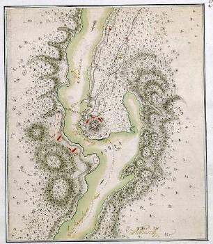 WHK 28 Nordamerikanische Kriege von 1775-1782: Plan von Fort Crown-Point und Umgebung am Lake Champlain