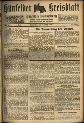 Erste Ausgabe vom Donnerstag, den 19. März 1931.