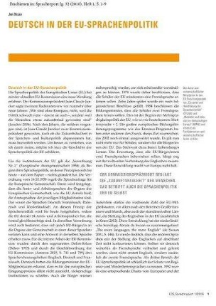 Deutsch in der EU-Sprachenpolitik