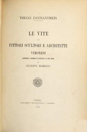 Le vite dei pittori scultori e architetti veronesi