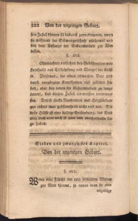 Sieben und zwanzigstes Kapitel. Von der unzeitigen Geburt