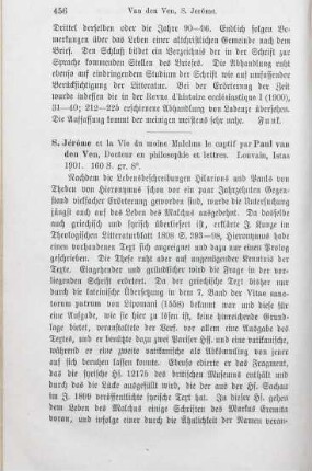 456-457 [Rezension] VanDenVen, Paul, S. Jérome et la vie du moine Malchus le Captif