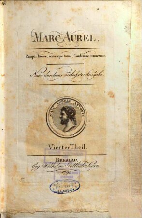 Marc-Aurel, 4. (1793). - 488 S. : Ill.