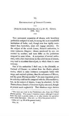 VI. Enumeration of Indian Classes