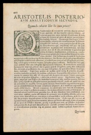 Aristotelis Posteriorum Analyticorum Secundus.