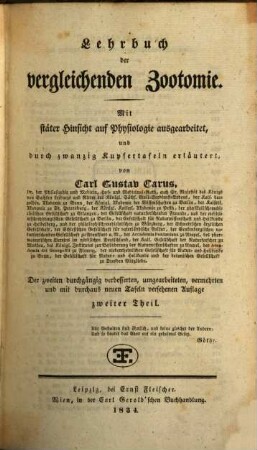 Lehrbuch der vergleichenden Zootomie : mit stäter Hinsicht auf Physiologie ausgearb., 2