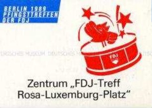 Einladungskarte des FDJ-Zentralrats in die Volksbühne zur Aufführung "Hundeherz" von Bulgakow/Tscherwinsky während des Pfingsttreffens der FDJ 1989 in Berlin