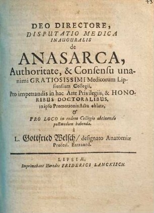 Disputatio Medica Inauguralis De Anasarca
