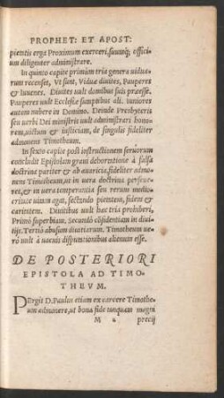 De Posteriori Epistola Ad Timotheum.