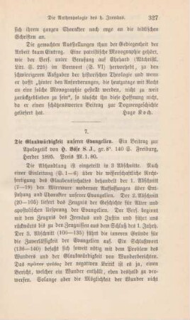 327-329 [Rezension] Boese, Heinrich, Die Glaubwürdigkeit unserer Evangelien