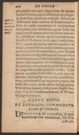 Caput XXVIII. De Deposito, Commodato, Locato et Conducto.
