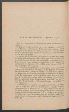 Miscelánea histórico-diplomática