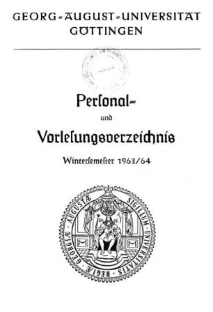 WS 1963/64: Personal- und Vorlesungsverzeichnis ...