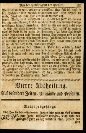Vierte Abtheilung. Auf besondere Zeiten, Umstände und Personen