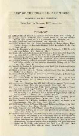 List of the principal new works published on the Continent