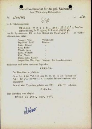 Trick, Wilhelm