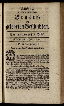 Vier und zwanzigstes Stück. Coburg, den 8. Jun. 1748.