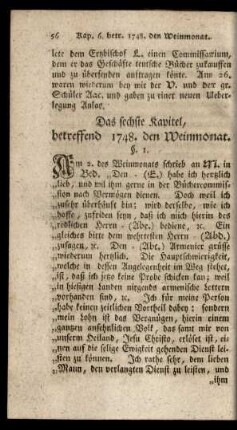 Das sechste Kapitel, betreffend 1748. den Weinmonat