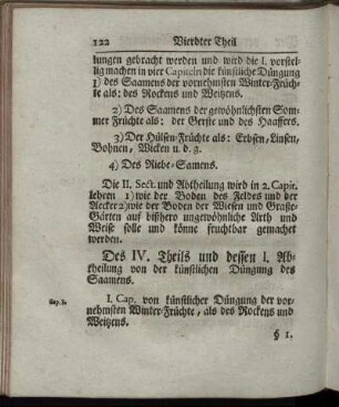 I. Abtheilung von der künstlichen Düngung des Saamens.