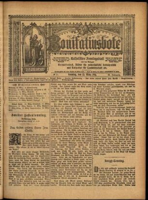Erste Ausgabe vom Sonntag, den 12. März 1911.