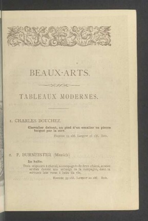 Beaux-Arts. Tableaux modernes