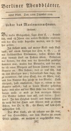 66tes Blatt. Den 15ten Dezember 1810.