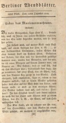 66tes Blatt. Den 15ten Dezember 1810.