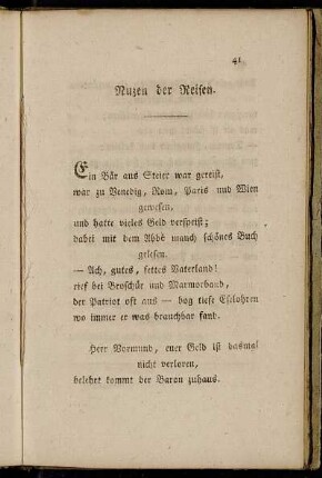 Nuzen der Reisen