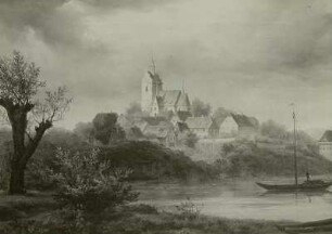 Briesnitz über die Elbe gesehen : Dresden-Briesnitz über die Elbe gesehen. (Öl, 1843). Dresden, Stadtmuseum