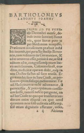 Bartholomeus Latomus Ioanni Sturmio. S.