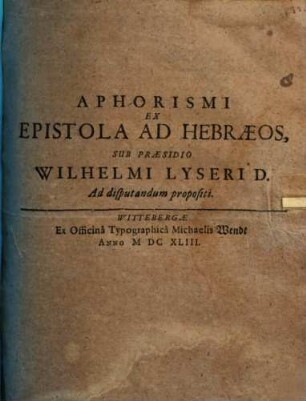 Aphorismi ex epistola ad Hebraeos