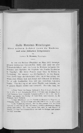 Giulio Morosinis Mitteilungen über seinen Lehrer Leon da Modena und seine jüdischen Zeitgenossen.